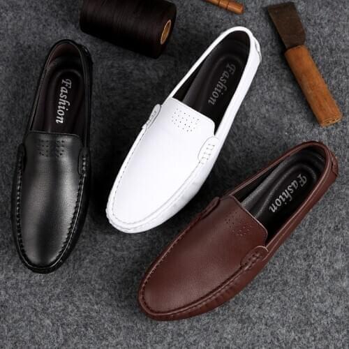 Leather loafers mens formal shoes mens casual lightweight simple breathable 2019 spring and autumn high quality large size 47