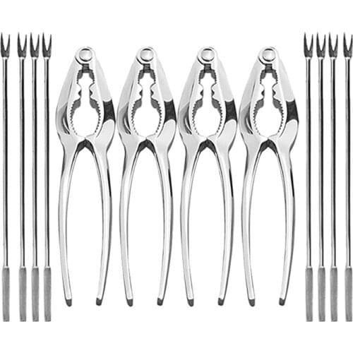 12 Piece Seafood Tool Kit, Stainless Steel Crab Leg Cracker and Forks Nut Cracker Set Shellfish Sheller