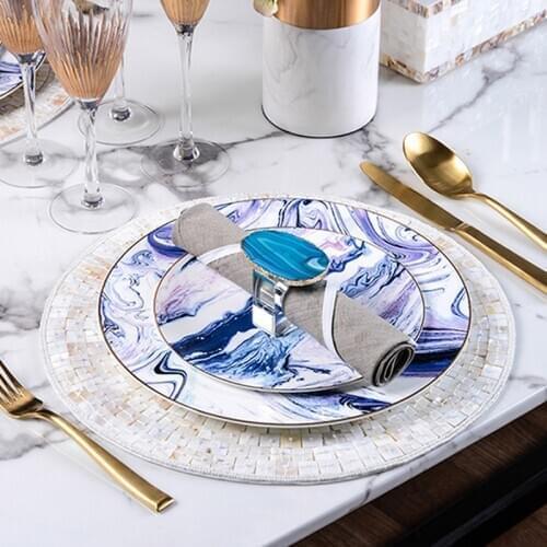 Modern Purple Agate Texture Pattern Porcelain Tableware Set Plate Tableware Dinnerware Tableware Cutlery Set Dinner Service