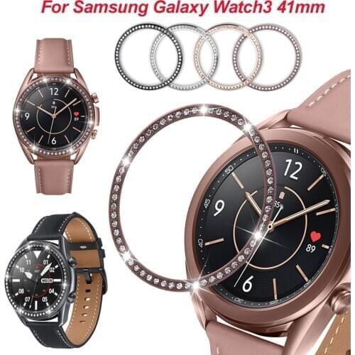 Bling Bezel For Samsung Galaxy Watch 3 41mm Diamond Metal Ring Adhesive Cover Anti Scratch Protect Watch Accessories Galaxy3 41