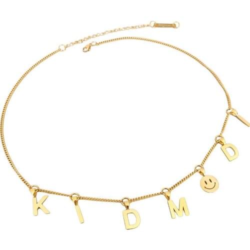 Stainless Steel Initial English Letters Smiley Cute Face Women Men Hip Hop Necklace Street Dance Jewelry Gift For Him