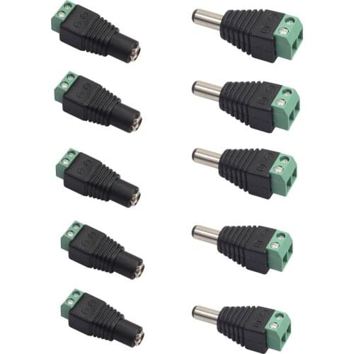 Adapter Converter Brand New And High Quality 10Pcs DC Power Female/ Male Jack Connector Cable Adapter Plug For CCTV LED Strip