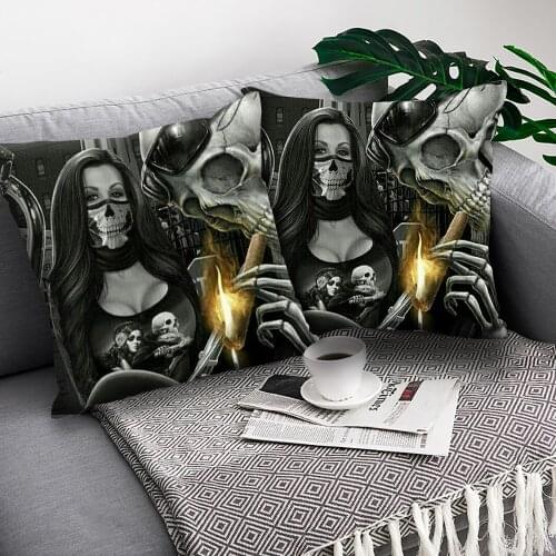 Sexy skull cushion cover pretty girl Double-sided printing cushion covers Car Sofa Home Decor Pillow Case Home Decoration Pillow