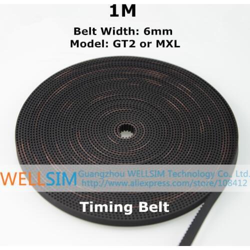 1M High Quality GT2 MXL Timing Belt with Steel Wire Width 6mm Synchronous Belt Opening Teeth Belt For 3D Printer Accessories