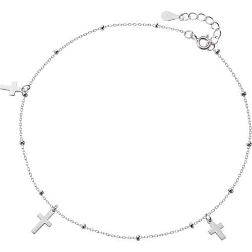 Sexy Beach cross Anklets Foot Chain 925 Sterling Silver Foot Anklet Bracelet For Fashion Women Jewelry