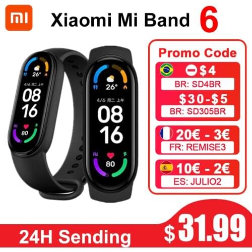 Xiaomi Mi Band 6 Smart Bracelet 5 Color AMOLED Blood Oxygen Miband 6 Fitness Traker Heart Rate Waterproof Smart Band