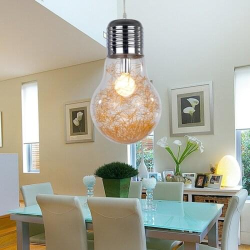 Modern Minimalist Personality LED Glass Big Light Bulb Chandelier Restaurant Bar Aisle Gold Silver Bedroom Light Fixture