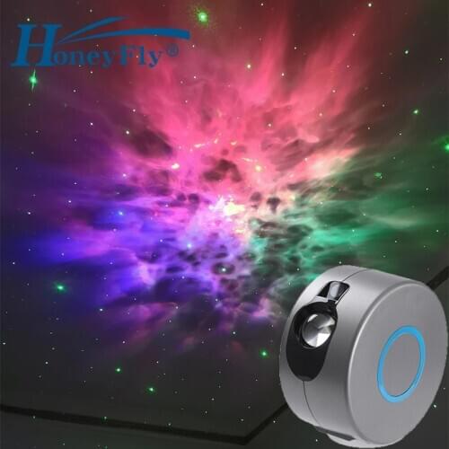 HoneyFly LED Galaxy Projector Night Lamp Laser Starry Star Sky Projector Light Bedroom Decor Night Lighting Christmas
