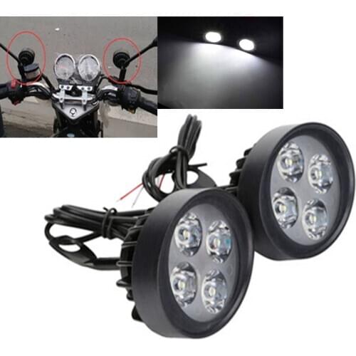 White 12V-85V LED Motorcycle Headlight Electric Bicycle Light Mirror Mount Driving Fog Spot Headlamp Side Mirror bulb