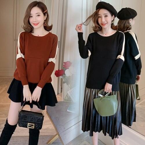 Afei Tony Maternity Nursing Sweater Autumn Winter Tops Fashion Casual Loose Pullovers Sweater O-Neck breastfeeding Knitwear 2019