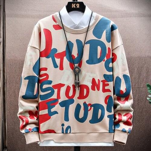 Spring Autumn Oversized Sweatshirts Men Streetwear Fashion Colorful Letter Hip Hop Pullover Crewneck Sweatshirt Plus Size 8XL