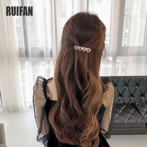 Rufian Sweet Ins Hot Sale Love Heart Shape Simulated Pearl Hair Clip Jewelry Girl Vintage Woman Hair Pins Clip Hairpin YHA011