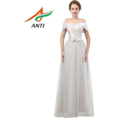ANTI Sweet Women Bow Sashes Formal Dresses Elegant Prom Dresses Long Off the Shoulder Gowns Floor-Length lace up Custom Made