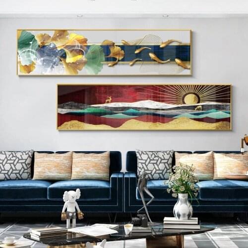 Golden Painting on Canvas Ginkgo Leaves Posters and Prints for Bedroom Bedside Decoration Modern Plant Pictures Wall Art Cuadros