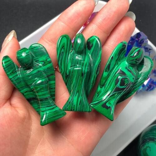 1pc Natural Malachite Crystal angel Stone Gemstone Home Decoration