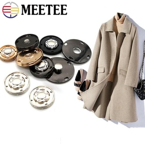 10pcs 18/21/23/25mm Metal Snap Button Coat Coat Jacket Invisible Buttons DIY Garment Decor Buckle Fastener Sewing Hidden Button