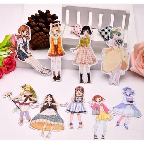 10pcs self-made cute girls stickers for phone car Label Decorative Stationery Stickers Scrapbooking DIY Diary Album toy Sticker