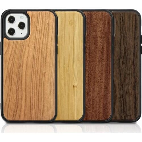 10pcs For Iphone 12 11 Pro Max X XS XR 6 7 8 Real Wood Case Real Bamboo Wooden Cases With TPU Mobile Phone Back Cover