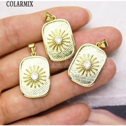 12 Pcs Rectangle pendant Solar jewelry pendant Zircon jewelry pendants for women accessories pendants 7304