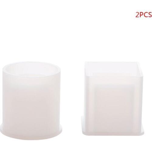 2pcs/set Round Cube Succulent Plants Flower Pot Silicone Mold Epoxy Resin Cement