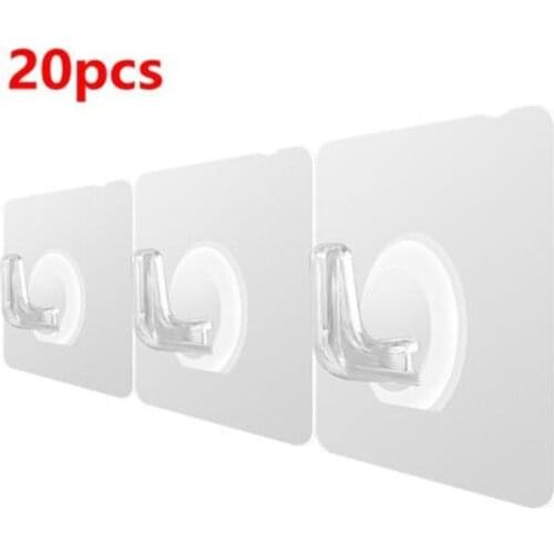 20/10 Pcs Hooks Transparent Strong Self Adhesive Door Wall Hangers Hooks Suction Heavy Load Rack Cup Sucker for Kitchen Bathroom