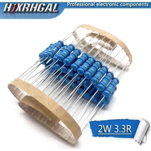 20pcs 3.3 ohm 2W 3.3R 3R3 Metal film resistor hjxrhgal