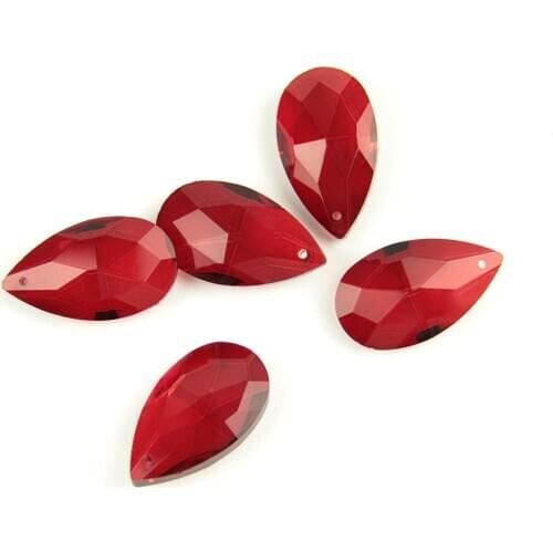 38mm/50mm/63mm/76mm/89mm Dark Red Tear Drop Glass Crystal Prism DIY Pendant Chandelier Jewelry Suncatcher Spacer Faceted