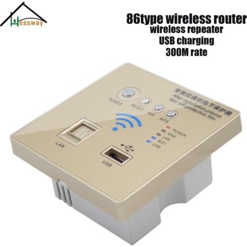 86 type Home Smart Wall Socket Panel WiFi Wireless Router Repeater 300Mbps with glod black white Color