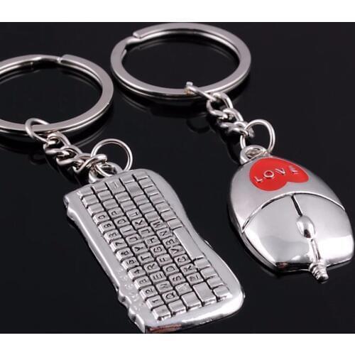 2Pc Lover Keychain Key Chain Terminator Creative Keyboard Mouse The Best Souvenir Gift Choice Auto Motorcycle Car Key Ring