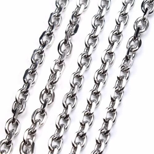 LOULEUR 3 Sizes 5meter/lot Stainless Steel Open Link Chains For Bracelet Necklace Chains Bulk Cable Diy Jewelry Making