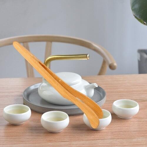 Teacup Clamp Natural Bamboo Tea Tweezer Kung Fu Tea Sets Bamboo Clip Tongs Holder Anti-hot Tea Clip