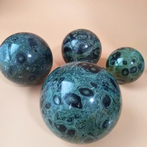 6/7/8/9CM Natural green peacock stone crystal ball stone beautiful home decorative balls desk feng shui therapy ball