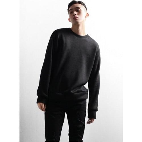 Autumn new mens soft comfortable loose round neck long sleeve T-shirt