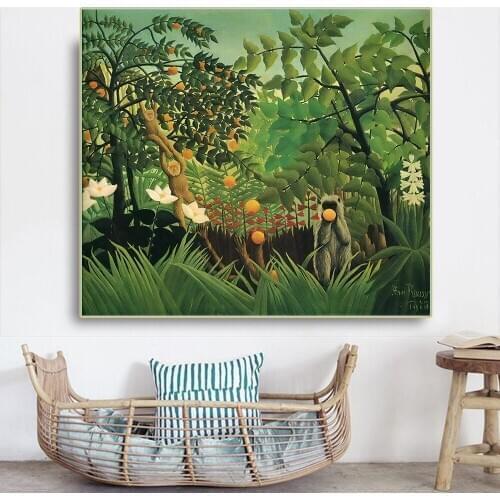 Holover Henri Rousseau"Exotic Landscape"Canvas Oil Painting Poster Picture Famous Western Art Decor Home Aesthetic Decoration