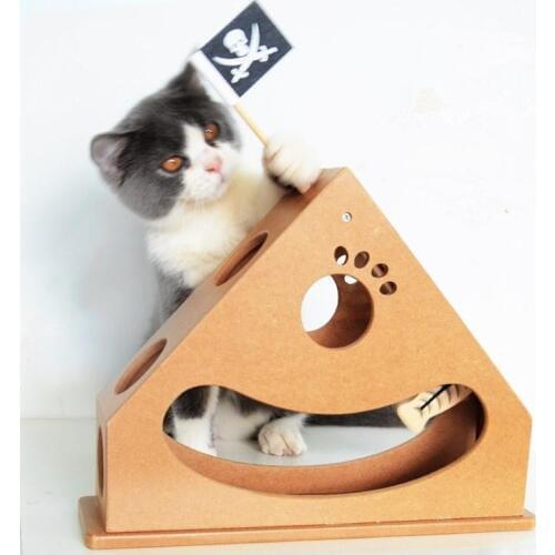 Interactive Toy Swing Cat Scrath Board Kitty Game Wood Cat Toys Pet Suppliers Cat Exercise Toys Cat Treasure Interactive Toys