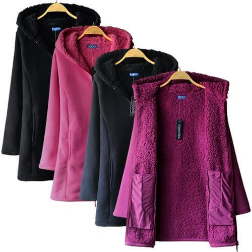 Jvzkass 2019 new thick extra XL lamb hooded autumn and winter womens long section fleece coat 323