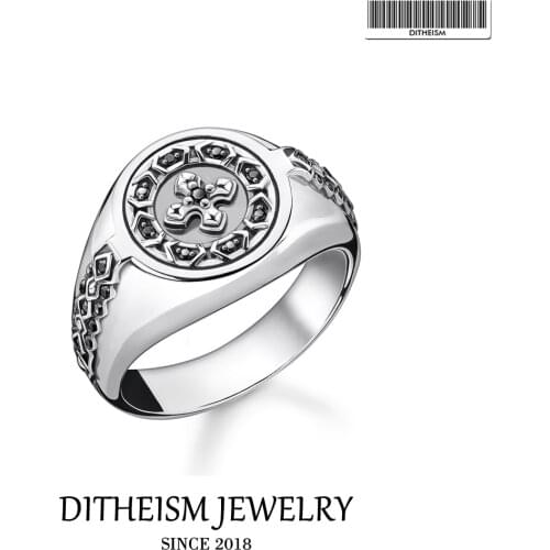 Ring Black Cross Signet 925 Sterling Silver 2021 Brand New Vintage Jewerly Europe Style Bijoux Fabulous Rebel Gift for Women Men