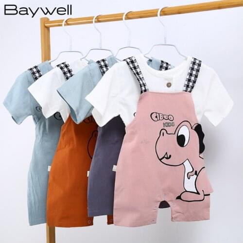 Baywell Dinosaur Printing Jumpsuit for Kids Baby Boys Childrens Overalls Strap Shorts Set Summer Infant Boy Suspender Romper