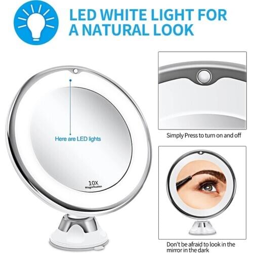 Makeup Vanity Mirror with 10X Lights LED Lighted Portable Hand Cosmetic Magnification Light Up Mirrors