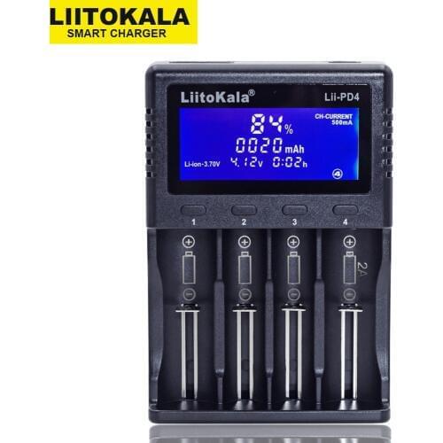 LiitoKala Lii-PD4 LCD Display 3.7V 18650 18350 18500 16340 21700 20700B 20700 10440 14500 26650 1.2V AAA NiMH Lithium-Battery Ch