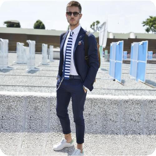 Navy Blue Mens Classic Suits Slim Fit Costume Homme Tailored Made Best Man Blazers 2 Piece Latest Coat Pant Designs Ternos
