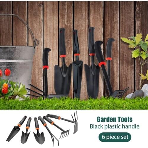 ANENG 6PCS Garden Tool Set Includes Hand Transplant Trowel Dual-used Hoe Rake Weeder with Handle for Gardening Flower Planting