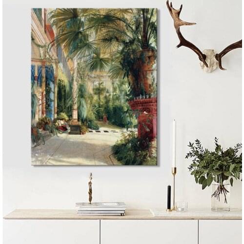 German Carl Blechen Palm House Canvas Paintings Classic Famous Posters and Prints Wall Art Pictures for Living Room Home Decor