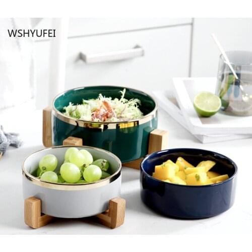 Nordic Creative Light Luxury Ceramic Salad Bowl Instant Noodle Bowl Soup Bowl Fruit Dessert Bowl Household Ceramic Large Set