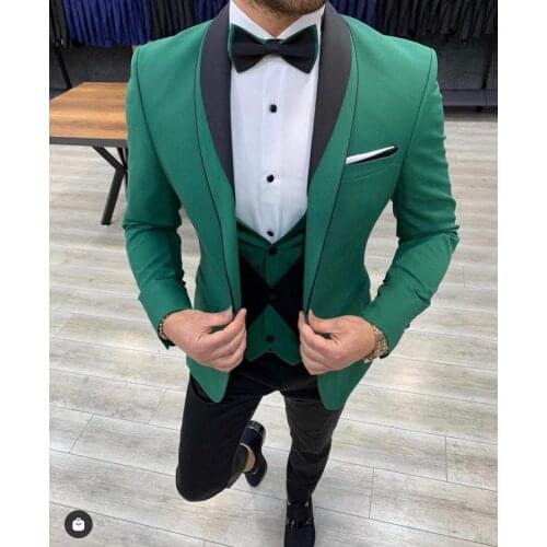 New Arrival Green Costume Homme Men Suits With Pant Slim Fit Tuxedo Wedding Groom Suits Terno Masculino Best Man Blazer 3 Pieces
