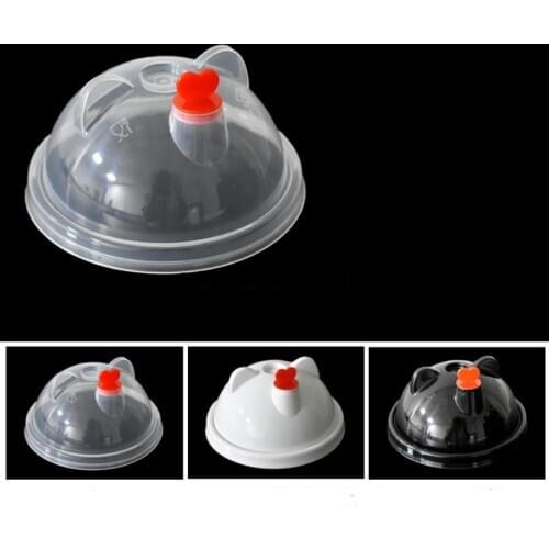 Disposble juice cup lids disposable 12oz 17oz 24oz juice panda shapes cup lids hot sells items cheap juice cup lids SN3607