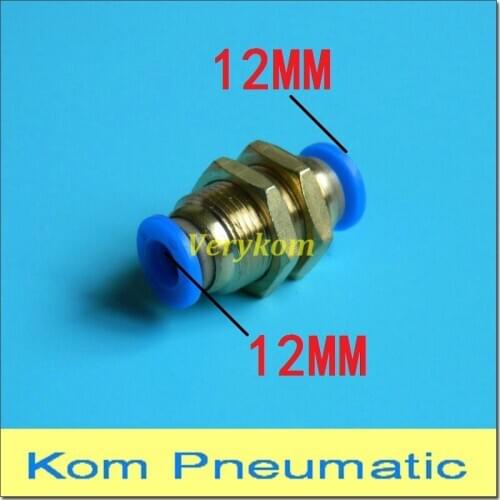 Wholesale 100pcs/lot Pneumatic Bulkhead Straight PM 12MM Tube Pipe Connector One Touch Push in Quick Hose Air Fitting PM-12
