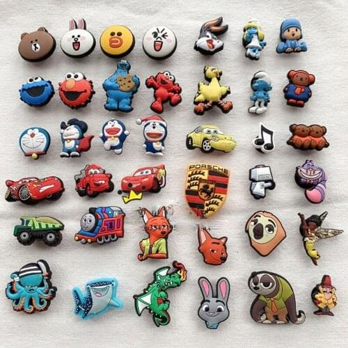 Geniune Cute Shoe Charms Accessories Cartoon Figures Bear Cars Cony Sloth Shoes Buckle Decorations for Sandals Charms Kids Gift