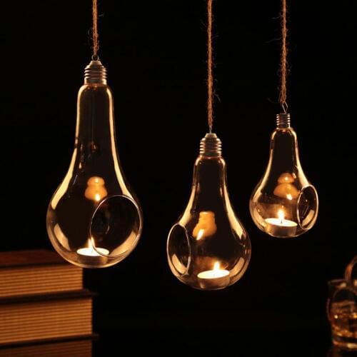 Handwork blown Egg glass candle holders hanging crystal candle stand glass vases with rope creative home decorative candle stand