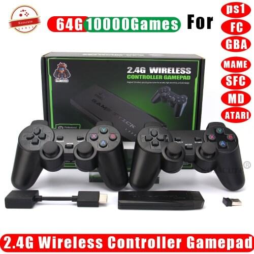 Dropshipping 4K HD Video Game Console 2.4G Dual Wireless Controller For PS1/FC/GBA Retro TV Dendy Game Console 10000 Games Stick